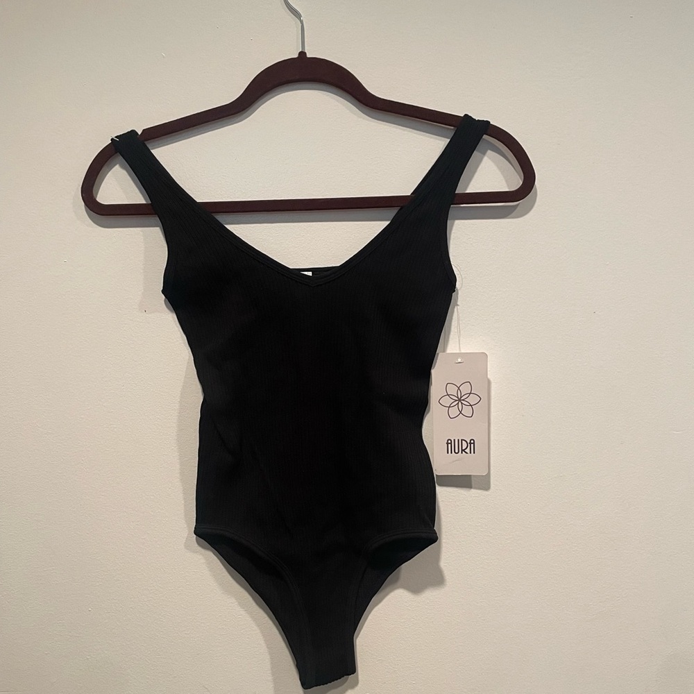 Aura black strap bodysuit
